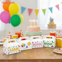 Boîte alimentaire en papier kraft blanc rouge orangé personnalisable, pliable, pour bonbons, biscuits, gâteaux, emballage simple, boîte à bonbons avec poignée