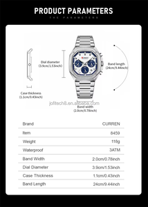 Montre pour homme CURREN 8355 tendance, étanche, multifonctionnelle à six aiguilles, bracelet en acier inoxydable, élégante - Product Image 6