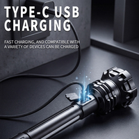 Lampe torche LED rechargeable 9500LM XHP360 USB avec zoom, lumière latérale RGB, batterie haute capacité pour le camping, prise en charge de la sortie de lumière