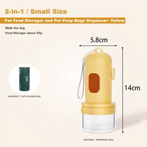 Dispensador de Bolsas para Excremento de Perro 2 en 1 Portátil de Plástico con Forma de Botella, Incluye Caja de Almacenamiento Transparente para Comida de Perro de Pequeña Capacidad (30g) - Product Image 2