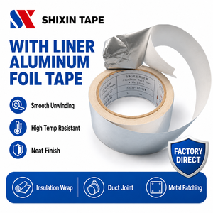Factory Direct Water Activated Acrylic Single <strong>Aluminum</strong> Foil Tape <strong>Paper</strong> Liner for Industrial Waterproof Insulation Sealing - Product Image 1