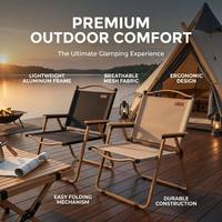 Kursi Lipat Ergonomis untuk Luar Ruangan dengan Sandaran Tangan Kayu Beech dan Rangka Baja Karbon Tahan Lama untuk Berkemah