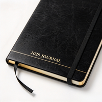 Journal de luxe 2028 personnalisé A5, couverture rigide en cuir PU, agenda annuel, marque-page en ruban, cadeau