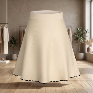 Women's A-Line Mini <b>Skirt</b> Solid Color <b>Elastic</b> Waist Spandex Cotton Blend Comfortable All Seasons Wear - Product Image 4