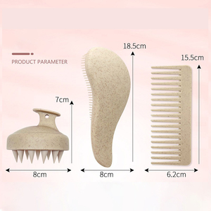 Écologique Pas Cher <span class=keywords><strong>Prix</strong></span> 3Pcs Ensemble Paille De Blé Cheveux Cuir Chevelu <span class=keywords><strong>Massage</strong></span> Démêlant Peigne Marque Privée Pochette Beauté Produit De Soins Personnels - Product Image 6
