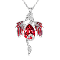 Bijoux de mode pour femmes 925 argent Sterling pierre de naissance goutte d'eau cristal Dragon pendentif collier