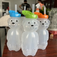 Gobelet à paille en forme d'ours en miel créatif de 230 ml avec paille en silicone