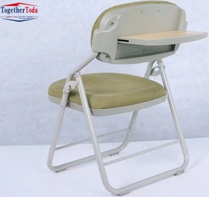 Chaise de conférence pliable avec tablette d'écriture intégrée, style moderne, en fer, pour églises, salles de formation, cinémas et salles de conférence, avec assise rembourrée - Product Image 1
