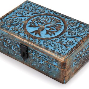 Wooden <b>Japanese</b> Style Rectangle Hollow <b>Jewelry</b> Storage <b>Box</b> - Product Image 1