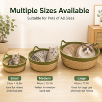 Panier pour animaux de compagnie en fibre tissée à la main, mousse à mémoire de forme solide, léger, portable, coussin doux, respirant et rafraîchissant pour chiens et chats de petite taille