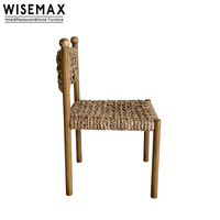WISEMAX FURNITURE Chaise de salle à manger vintage à usage domestique Chaise de salle à manger en bois de frêne Corde d'herbe Chaise d'accoudoir de salle à manger classique pour hôtel restaurant