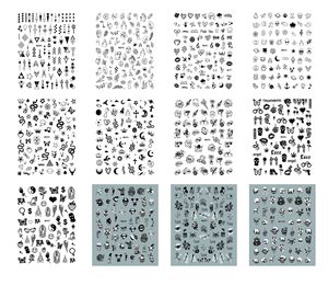 TSZS <span class=keywords><strong>2023</strong></span> WG série <span class=keywords><strong>Halloween</strong></span> éléments crâne serpent animaux fous Nail Art autocollants noir blanc 3D Nail Art adhésif décalcomanie - Product Image 6