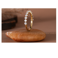 Bague de mariage minimaliste demi-éternité classique en or jaune 14K plaqué, avec diamant de laboratoire, pour femme, idéale pour les fêtes et anniversaires