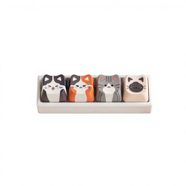 Cute Tiger-Style Cat Adorable Puppy Sublimation Keycaps-Stress-Relieving Compatible Small Mechanical Keyboards; Keycap