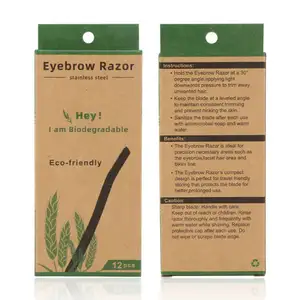 12 Pieces Biodegradable Eyebrow Razor Eco-friendly Eyebrow Hair Trimmer Face Razor Wheat Straw
