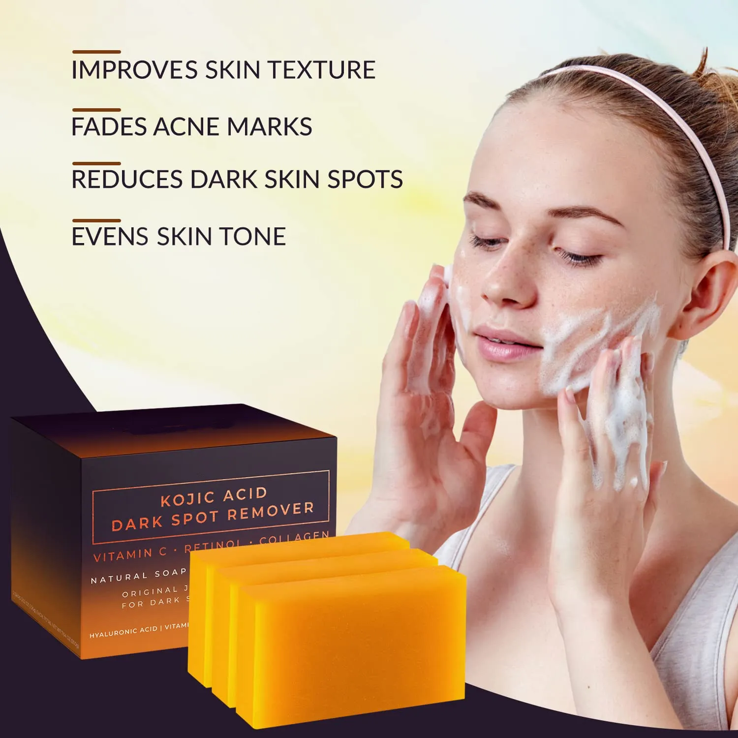 Wholesale Natural Skincare Herbal Acne Removal Skin White Lighten Kojic Acid Bath Soap For Face And Body Private Label