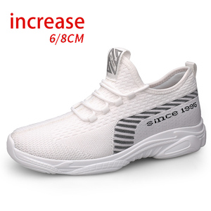 Baskets blanches pour hommes, chaussures rehaussantes à talons cachés, respirantes, avec semelle intérieure augmentant la hauteur de 6 cm, style sport décontracté - Product Image 1