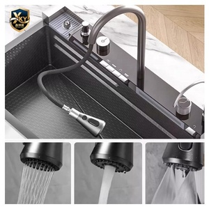Lavelli da <span class=keywords><strong>Cucina</strong></span> a Cascata in Acciaio Inossidabile 304 con Display Digitale a LED, Antigraffio, Multifunzione, a Vasca Singola Grande, Popolari 2025 - Product Image 5