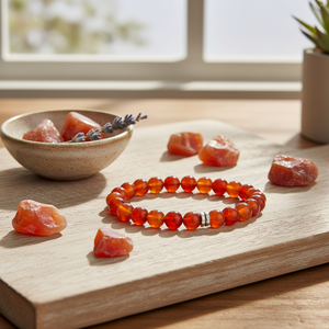 สร้อยข้อมือลูกปัดหินคาร์เนเลียนสีน้ำตาลธรรมชาติ - Product Image 3