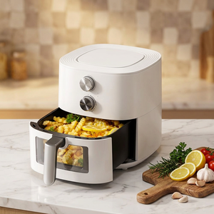 Friteuse à air carrée moderne 3,1-4,0 L avec panier en céramique antiadhésif, fenêtre d'observation et commande manuelle – Appareil de cuisine de comptoir - Product Image 3