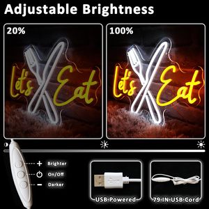 Let's Eat Letreros Neon LED indoor hanging ambient light shop <b>sign</b> wall decoration light entrance indicator light luminous <b>sign</b> - Product Image 3