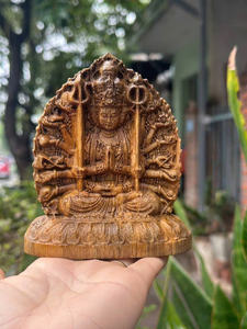 Statue de Bouddha sculptée à la main en bois naturel, sculpture bouddhiste artisanale, figurine de Bouddha pour la méditation, décoration de la maison, cadeau - Product Image 4