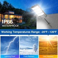 Lampe solaire de rue à luminosité réglable 600W ABS, projecteur IP66, alimentation par télécommande, éclairage LED extérieur pour routes