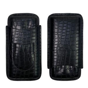 Estuche de Cigarros de Cuero con Patrón de Bambú, Juego de 3 Piezas con Humidificador, Acabado Esmerilado, Diseño de Lujo Ligero, Almacenamiento para Cigarros Cubanos, <span class=keywords><strong>Precio</strong></span> de Fábrica - Product Image 1