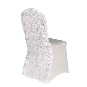 Fundas bordadas para sillas, cubiertas blancas y negras con satén para bodas y sillas superiores, universales, elásticas, lisas y teñidas de LICRA