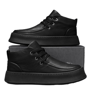 Botas Casuales Retro de Hombre con Caña Alta, Diseño Cómodo de Suela Blanda, Tela de Algodón, Cordones, Cuero Sintético, Plantilla de EVA, Zapatos para Caminar - Product Image 1