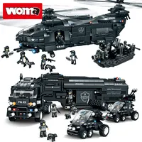 WOMA giocattoli all'ingrosso OEM ODM bambini SWAT squadra arma azione esercito militare soldati polizia elicottero modello scena Building Block Set
