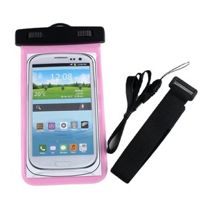 Funda impermeable para teléfono con clip para el brazo y pantalla táctil, para natación, rafting, uso al aire libre, colores rosa, azul y transparente, incluye cordón. - Product Image 4