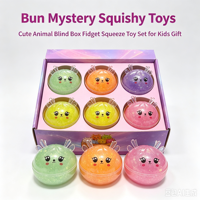 Jouet Squishy Mystère Arc-en-ciel en forme de Boulette Scintillante avec Boîte Surprise, Doux à Presser, Sensoriel, Anti-stress, Cadeaux