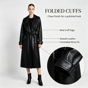[<span class=keywords><strong>En</strong></span> gros] Manteau <span class=keywords><strong>trench</strong></span> <span class=keywords><strong>en</strong></span> cuir PU pour femme, coupe-vent, doublure <span class=keywords><strong>en</strong></span> fausse fourrure, fermeture <span class=keywords><strong>à</strong></span> <span class=keywords><strong>ceinture</strong></span>, long et élégant, hiver, fabricant OEM, sur mesure - Product Image 5
