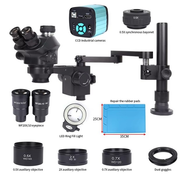 Inspection Digital Microscope Camera Electron Binocular Light Adjustable Trinocular Metallurgical 3.5x-90x Magnification 1080P
