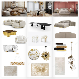 High Quality Velvet Luxury Furniture Supplier Beige Fabric Full Home Furniture Foshan Luxury Curved Set DV-VILLA-07-BOCAS Prod H - Product Image 1