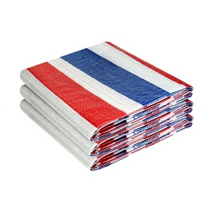 Waterproof Outdoor PE Coated Plain Tarpaulin 100g 115g 130g 150g Red White and Blue Supplier - Product Image 3