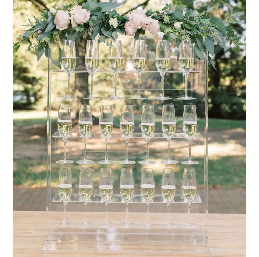 Tela de acrílico para parede de champanhe, display de casamento personalizado