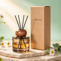 Bouteille diffuseur en verre, pot d'aromathérapie, conteneur de luxe, bouteille diffuseur à roseaux unique avec couvercle en bois
