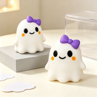 Jouet anti-stress souple et mignon en forme de fantôme d'Halloween, avec nœud violet, mini-jouet fantaisie en TPR pour tous les âges