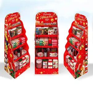 Benutzer definierte Weihnachten Papier Boden Display Karton Display Stand Pappe Magazin Comic Buch Weihnachten Gruß karte Stand