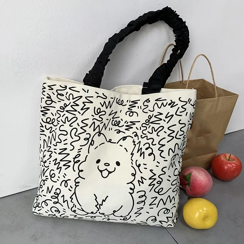 Tas belanja kanvas kecepatan kucing katun ukuran kustom Anjing mode tas pengiriman perjalanan kapasitas besar untuk pekerja