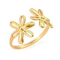 Bague ajustable pour femme en acier inoxydable plaqué or 18 carats, style ouvert, tendance, simple et polyvalente