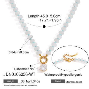 TD Nicht anlaufende Perlenkette aus 316L Edelstahl mit 18K <span class=keywords><strong>Gold</strong></span> PVD, Naturstein, bunte Perlenkette, Zirkonia-Perlenkette - Product Image 6