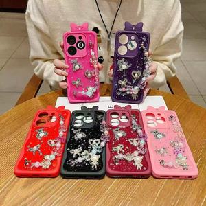 Cover per Cellulare BAILI con Glitter e Diamanti Dorati, Custodia con Fiocchi Cartoon e Braccialetto per <span class=keywords><strong>Samsung</strong></span> A16 - Product Image 1