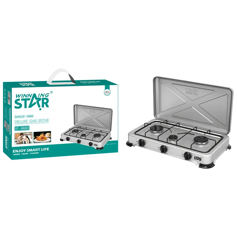 WIN STAR-cocina casera de 3 quemadores, ST-9660 de cocina pequeña, comercial, soporte gratuito, estufa de Gas