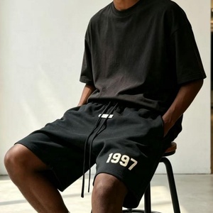 Pantalones Cortos Casuales de Algodón para Hombre <span class=keywords><strong>Fear</strong></span> 1997, Corte Holgado, Cintura Elástica con Cordón, para Verano, Playa, Caminar, Uso en Casa, con Logotipo - Product Image 1