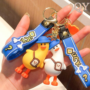 QY Kawaii canard porte-clés mignon dessin animé 3D poupée pendentif PVC porte-clés sac breloque voiture accessoire cadeau pour - Product Image 2