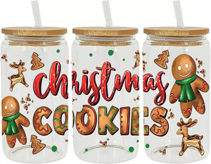 Gobelets en verre imperméables avec impression par transfert UV personnalisée, autocollants adhésifs pour bouteilles, transfert d'autocollants DTF - Product Image 1