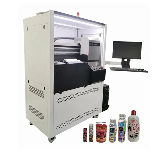 Good feedback Rotary Printing Machine Inkjet Digital 360 Degree Round UV Printer for Aluminum Cans Bottles